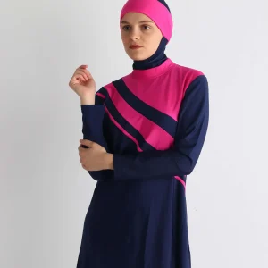 2 piece Navy Blue & pink Swimwea Modeste Couverture complète Beachwear Burqini Burkini